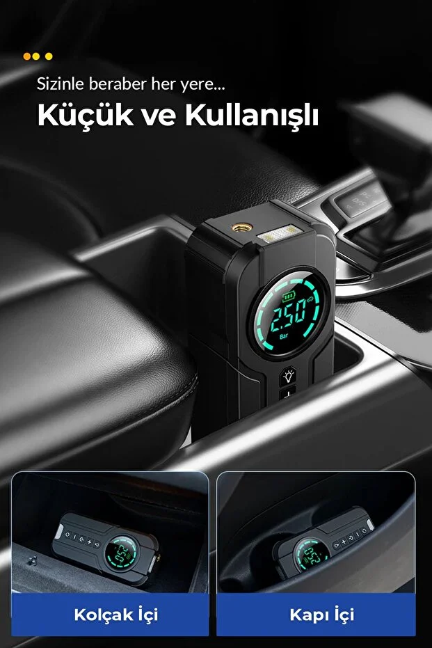 ROBO 4'ü 1 Arada Şarjlı Akü Ateşleyici Lastik Şişirici Powerbank Led Işık 150psi Yüksek Basınçlı